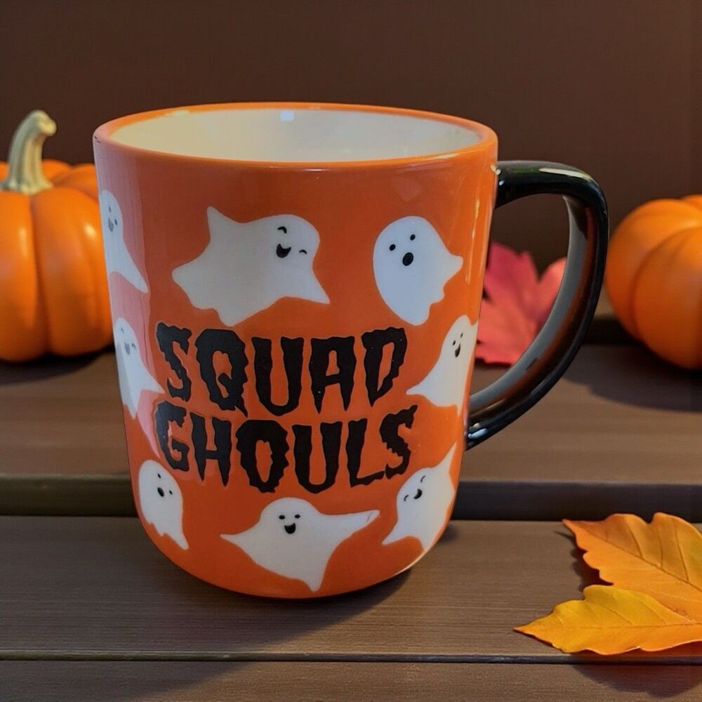 LANG by Design Group Orange & Black “Squad Ghouls” Halloween Coffee Mug 18 oz.
